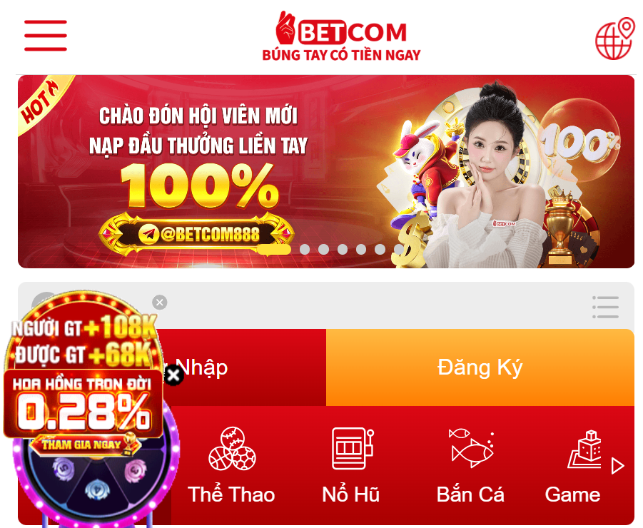 Nhà cái tặng tiền Betcom đăng ký tặng 68k nên thử không?